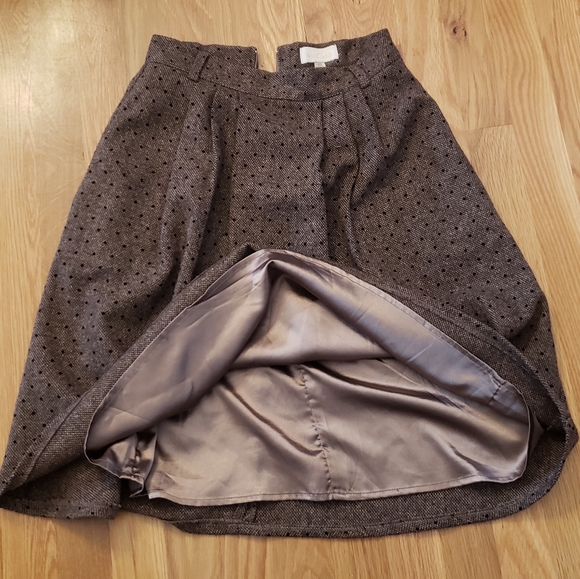 Modcloth Wool Skirt Brown Dot knee length - Picture 2 of 6